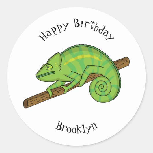 Parson's chameleon illustratie ronde sticker (Voorkant)