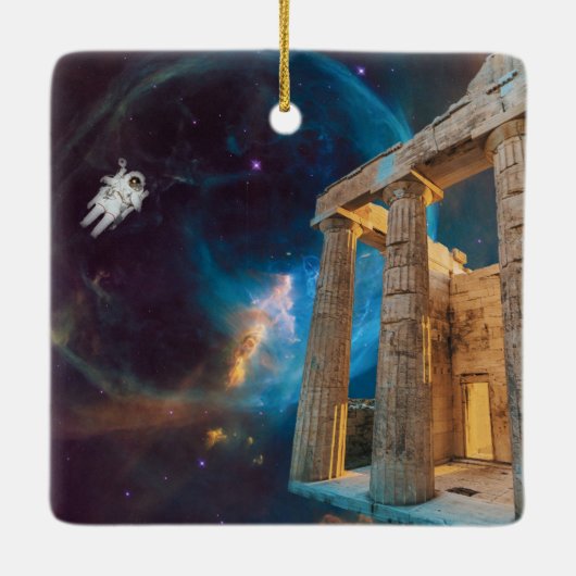 Parthenon Acropolis Griekenland bereikt ruimte Keramisch Ornament (Achterkant)