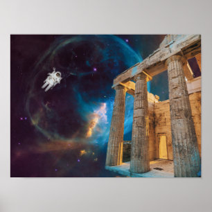 Parthenon Acropolis Griekenland bereikt ruimte Poster