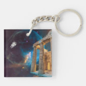 Parthenon Acropolis Griekenland bereikt ruimte Sleutelhanger (Achterkant)
