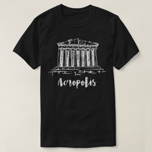 Parthenon Acropolis van Athene Griekenland schetse T-shirt (Design voorkant)