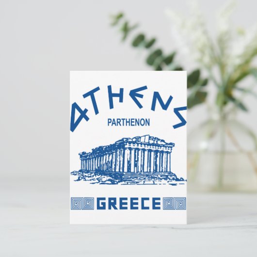 Parthenon - Athene - Grieks (blauw) Briefkaart (Staand voorkant)