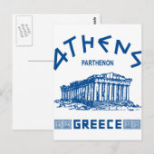 Parthenon - Athene - Grieks (blauw) Briefkaart (Voorkant / Achterkant)