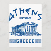 Parthenon - Athene - Grieks (blauw) Briefkaart (Voorkant)