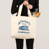 Parthenon - Athene - Grieks (blauw) Grote Tote Bag (Voorkant (product))