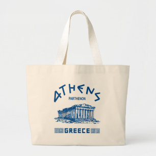 Parthenon - Athene - Grieks (blauw) Grote Tote Bag