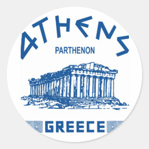 Parthenon - Athene - Grieks (blauw) Ronde Sticker
