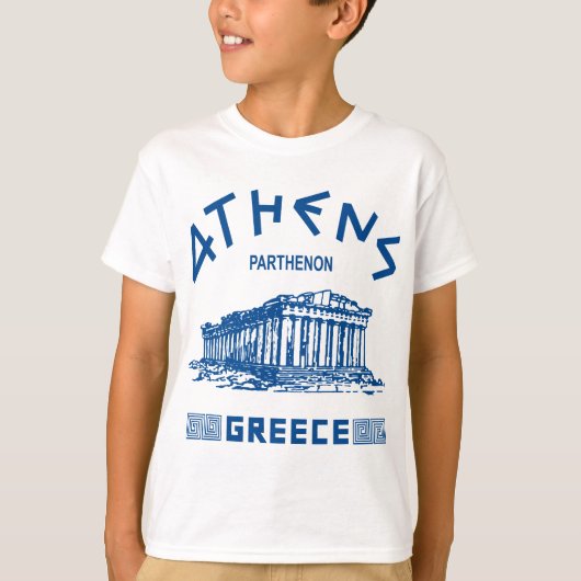 Parthenon - Athene - Grieks (blauw) T-shirt (Voorkant)