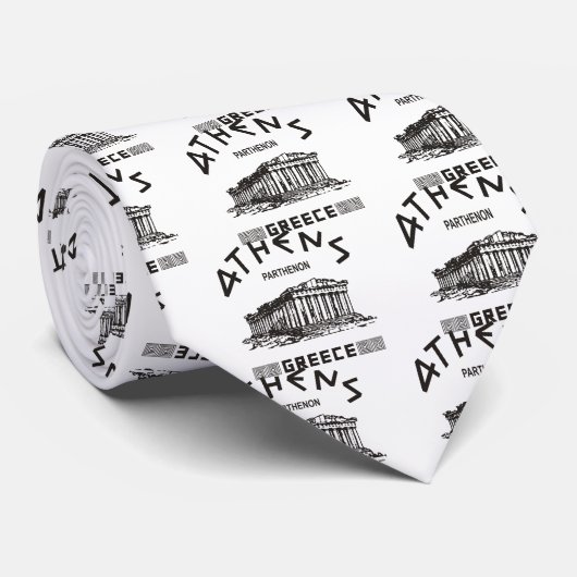 Parthenon - Athene - Grieks (zwart) Stropdas (Opgerold)
