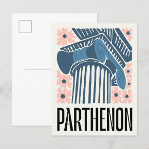 Parthenon Athens Griekenland abstracte reizen bloe Briefkaart