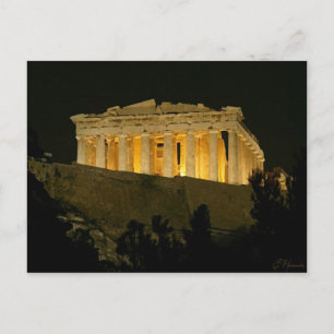 Parthenon bij nacht briefkaart