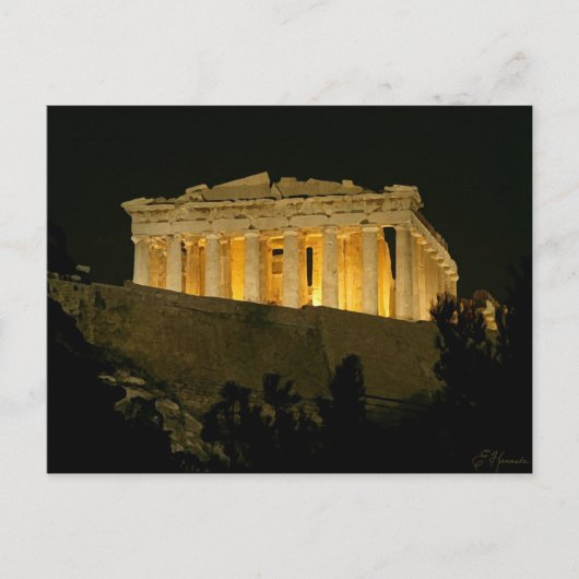 Parthenon bij nacht briefkaart (Voorkant)