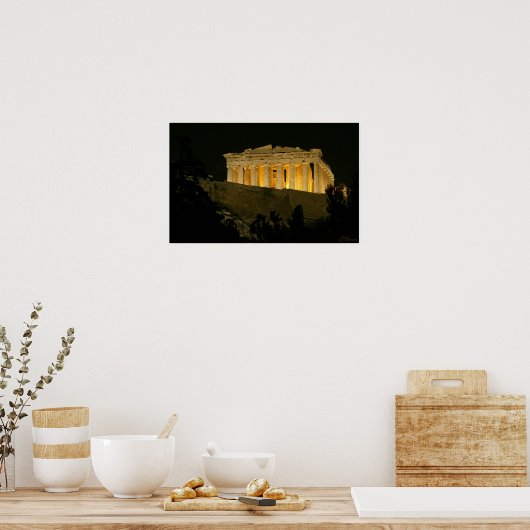 Parthenon bij nacht poster (Keuken)