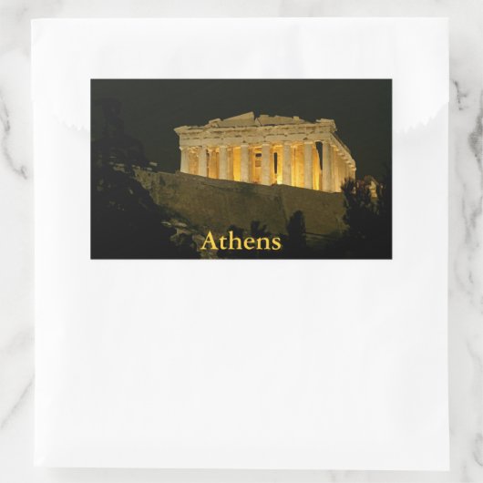 Parthenon bij nacht rechthoekige sticker (Tas)