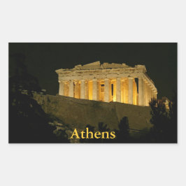 Parthenon bij nacht rechthoekige sticker