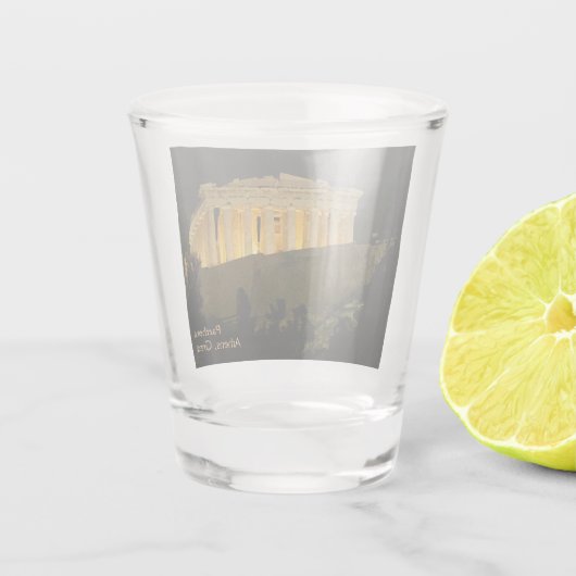 Parthenon bij nacht shot glas (Achterkant)