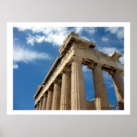 parthenon blauw poster (Voorkant)
