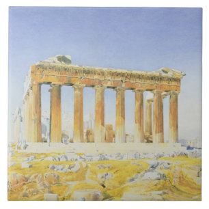 Parthenon, c.1834 (m/c boven potlood op papier) tegeltje