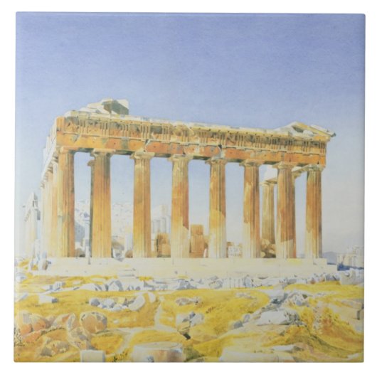 Parthenon, c.1834 (m/c boven potlood op papier) tegeltje (Voorkant)