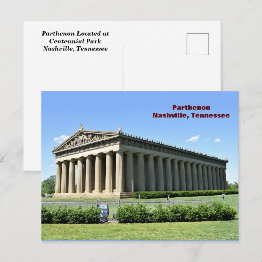 Parthenon Nashville, tennessee briefkaart (Voorkant / Achterkant)