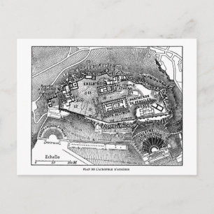 Parthenon op de kaart van Athene