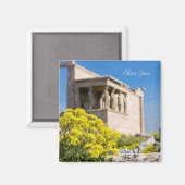 Parthenon-tempel met veerbloemen magneet (Voorkant / Achterkant)