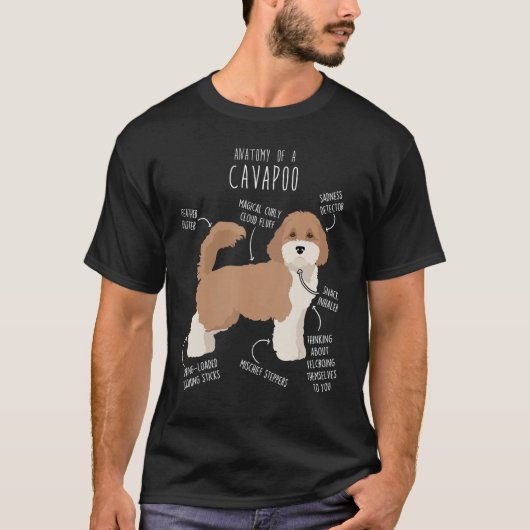 Parti Cavapoo Dog Anatomy Schattige Funny Cavoodle T-shirt (Voorkant)