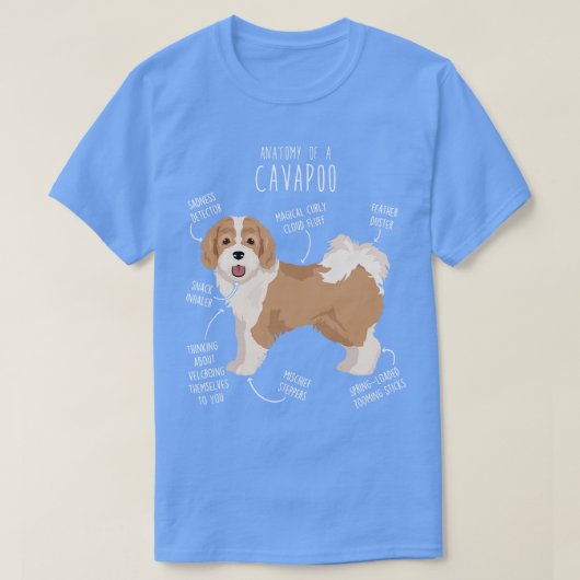 Parti Cavapoo Hondenanatomie T-shirt (Design voorkant)