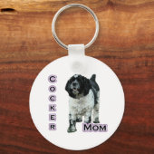 Parti Cocker Spaniel Moeder; Moeder van Cocker Spa Sleutelhanger (Voorkant)