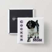 Parti Cocker Spaniel Moeder; Moeder van Cocker Spa Vierkante Button 5,1 Cm (Voorkant /achterkant)