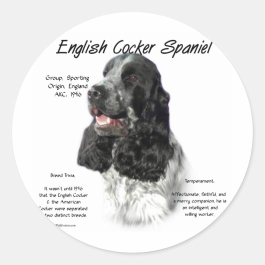 Parti Engelse Cocker Spaniel Geschiedenis Ronde Sticker (Voorkant)