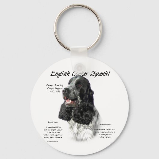 Parti Engelse Cocker Spaniel Geschiedenis Sleutelhanger (Voorkant)