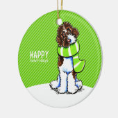 Parti Labradoodle Happy Howl-i-days Keramisch Ornament (Links)