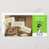 Parti Labradoodle Scarf Kerstmis Modern Green Feestdagenkaart (Voorkant / Achterkant)