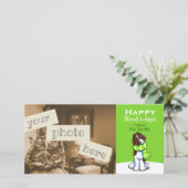 Parti Labradoodle Scarf Kerstmis Modern Green Feestdagenkaart (Staand voorkant)