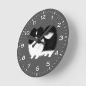 Parti Pom Black and White Pomeranian Ronde Klok (Hoek)