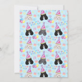 Parti Poodle Birthday Invitation in Blue Kaart (Achterkant)