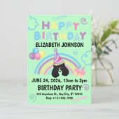 Parti Poodle Birthday Invitation in Green Kaart (Staand voorkant)