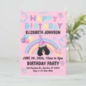 Parti Poodle Birthday Invitation in Pink Kaart (Staand voorkant)
