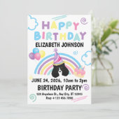 Parti Poodle Birthday Invitation in White Kaart (Staand voorkant)
