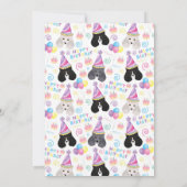 Parti Poodle Birthday Invitation in White Kaart (Achterkant)
