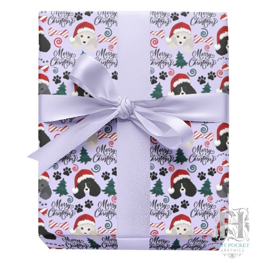Parti Poodle Christmas Gift Wrapping Paper Purple Cadeaupapier