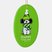 Parti Poodle Pset Scarf kerstband Aangepast Keramisch Ornament (Rechts)