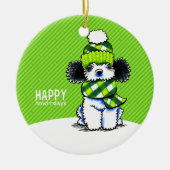 Parti Poodle Scarf Kerstmis Happy Howl-i-days Keramisch Ornament (Voorkant)