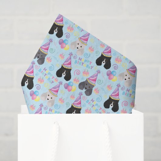 Parti Poodle Tissue Paper in Blue Tissuepapier (Cadeauzakje)