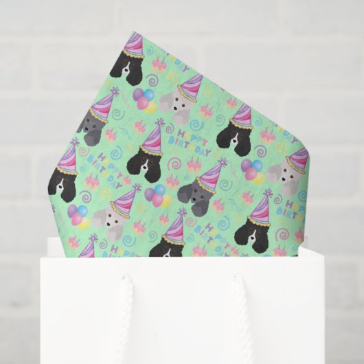 Parti Poodle Tissue Paper in Green Tissuepapier (Cadeauzakje)