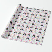 Parti Poodle Wrapping Paper in White Cadeaupapier (Uitgerold)