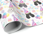 Parti Poodle Wrapping Paper in White Cadeaupapier (Rol Hoek)