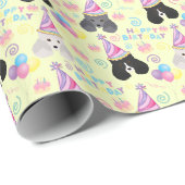 Parti Poodle Wrapping Paper in Yellow Cadeaupapier (Rol Hoek)