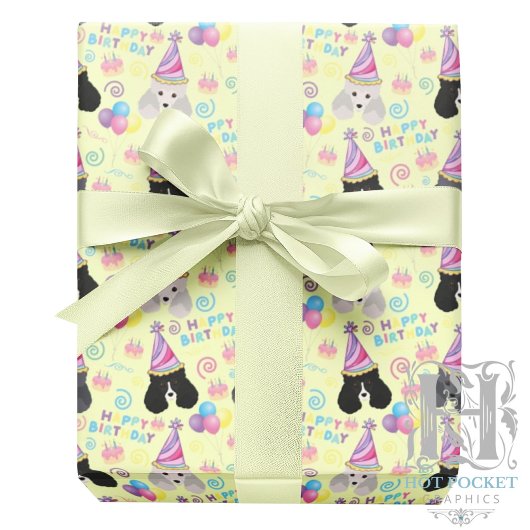 Parti Poodle Wrapping Paper in Yellow Cadeaupapier